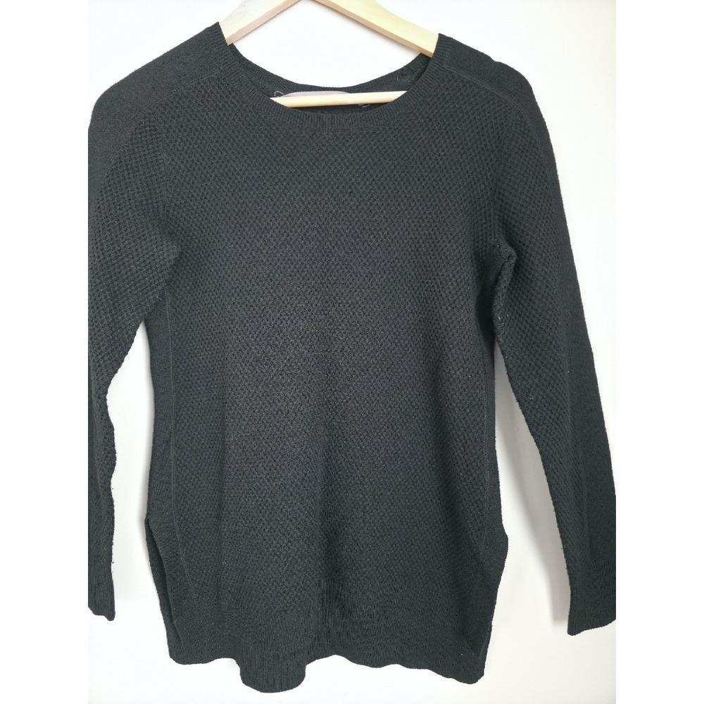 Athleta Black Merino Wool Blend Sweater XS Textured Lightweight Cozy Top - Picture 3 of 10